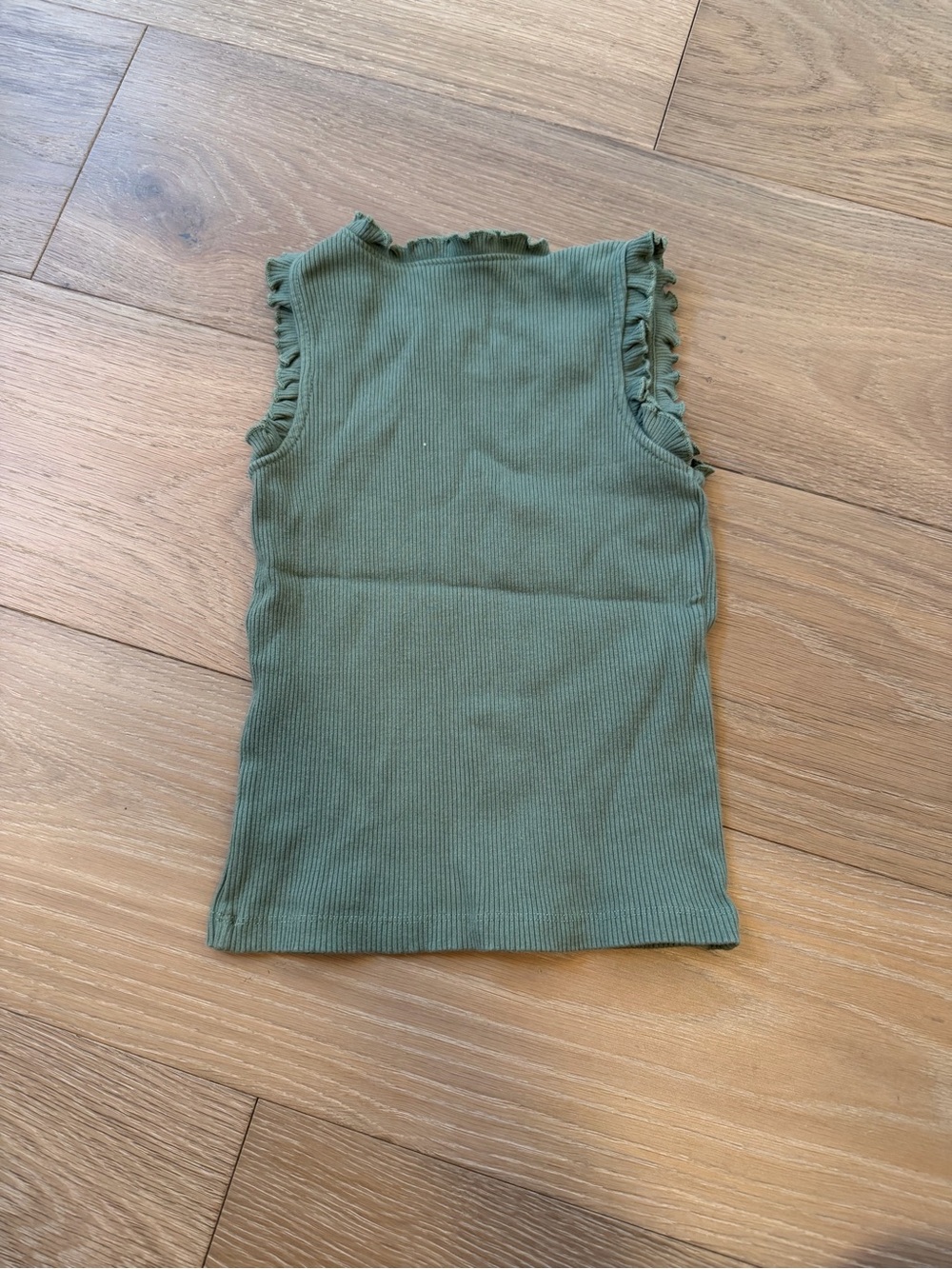 Pink Chicken Olive Green Ruffle Ribbed Tank - Picture 3 of 3